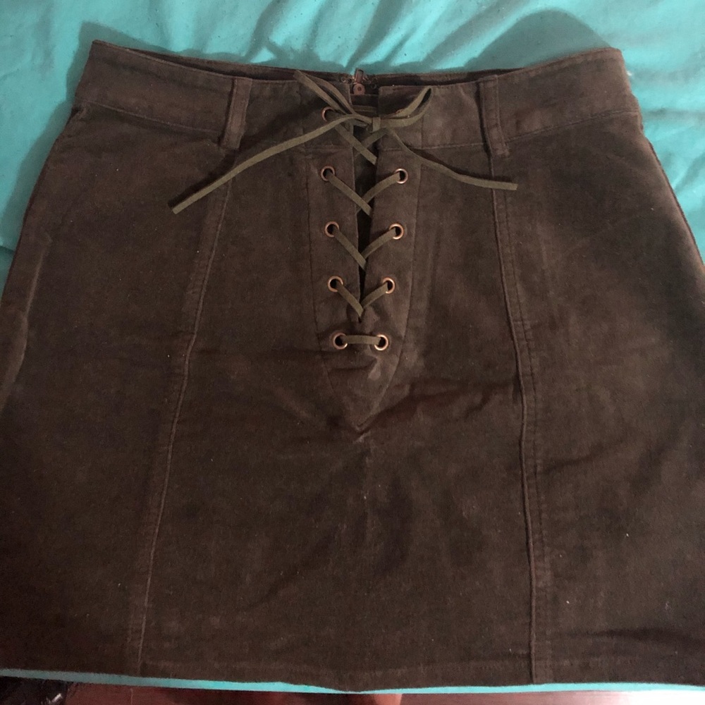 Laced up Army Green Skirt